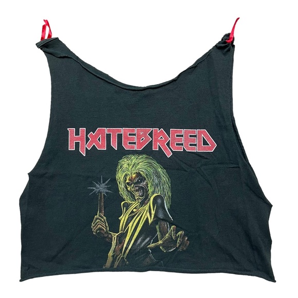 American Vintage Tops - Vintage Iron Maiden Hatebreed Custom Cut Off Crop Top Tank Top Size Medium